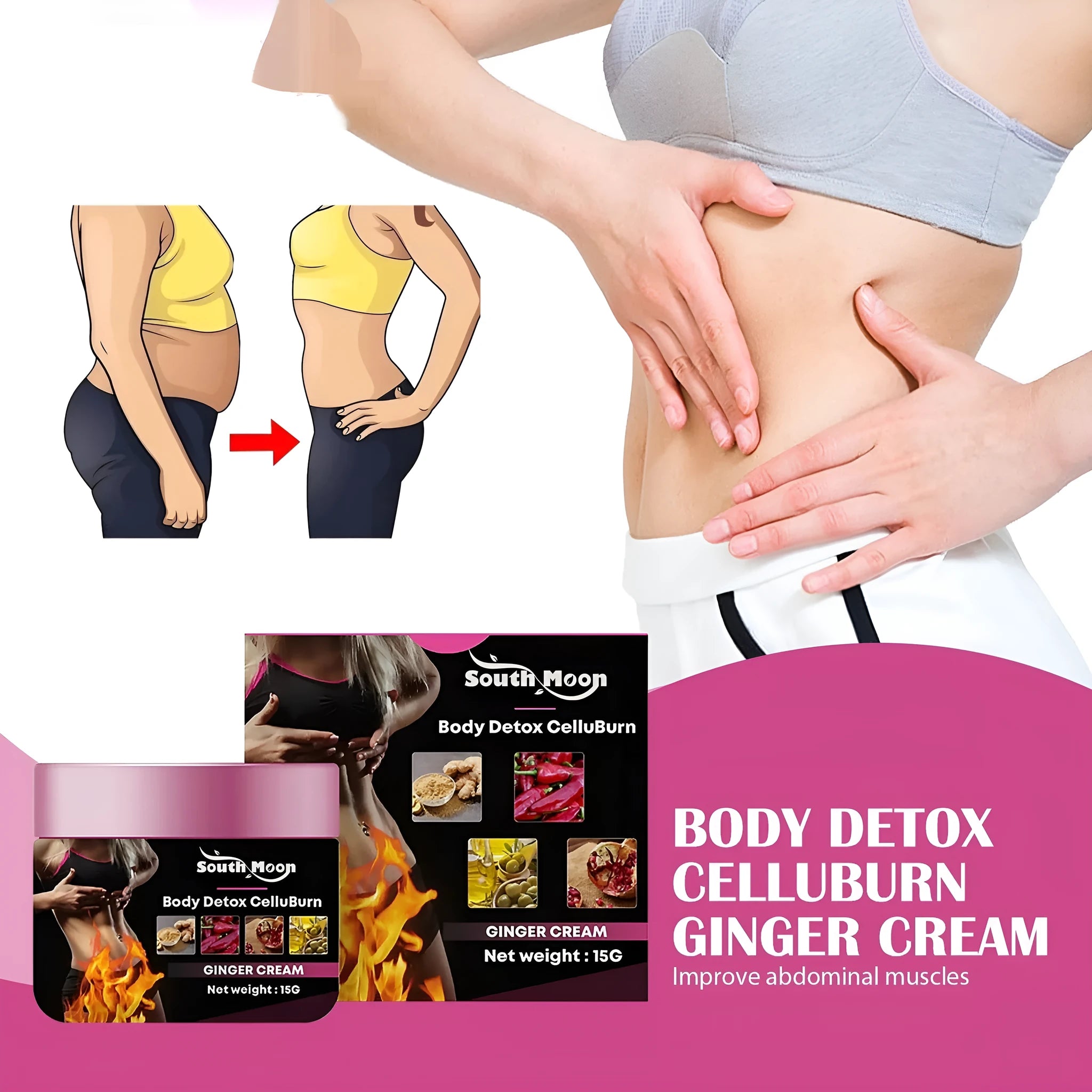 Ginger body thigh slimming shaping tightening cream in 15g container