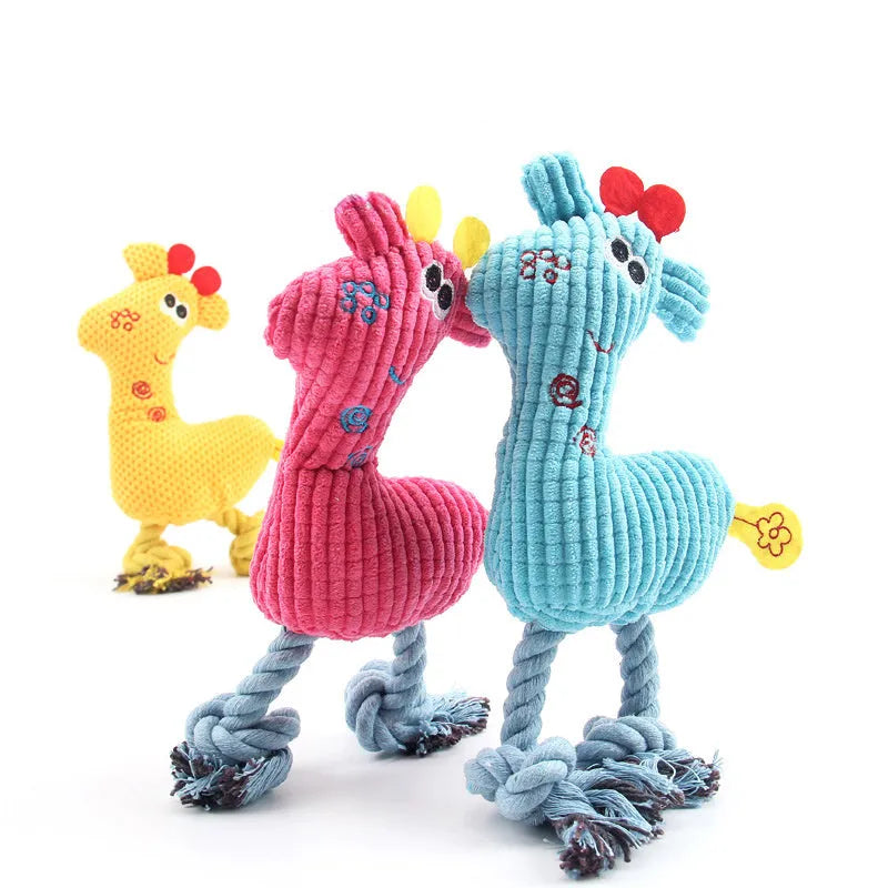 Blue plush deer-shaped pet toy with corn grain texture and sound feature for dogs and cats