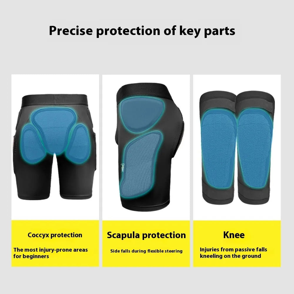 X-ray diffraction ski protective inner wear cushion pads for hips and knees in sizes S, M, L, XL.