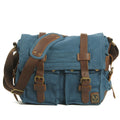 Men's canvas crossbody shoulder bag with postman flap closure in retro European style