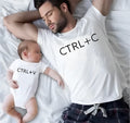 Family parent-child matching T-shirts in black and white, adult and children sizes, short sleeve round neck polyester