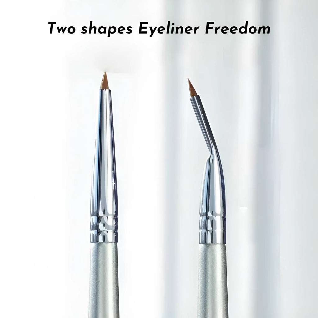 Angled bend head fine tip eyeliner and detail makeup brush for eyes and under-eye concealer.