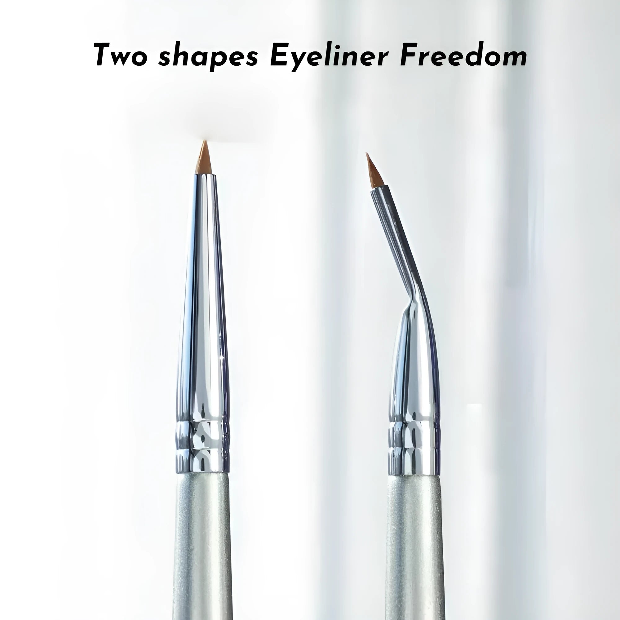 Angled bend head fine tip eyeliner and detail makeup brush for eyes and under-eye concealer.