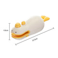 Small yellow duck animal jacquard style rechargeable sealing machine with charging cable.