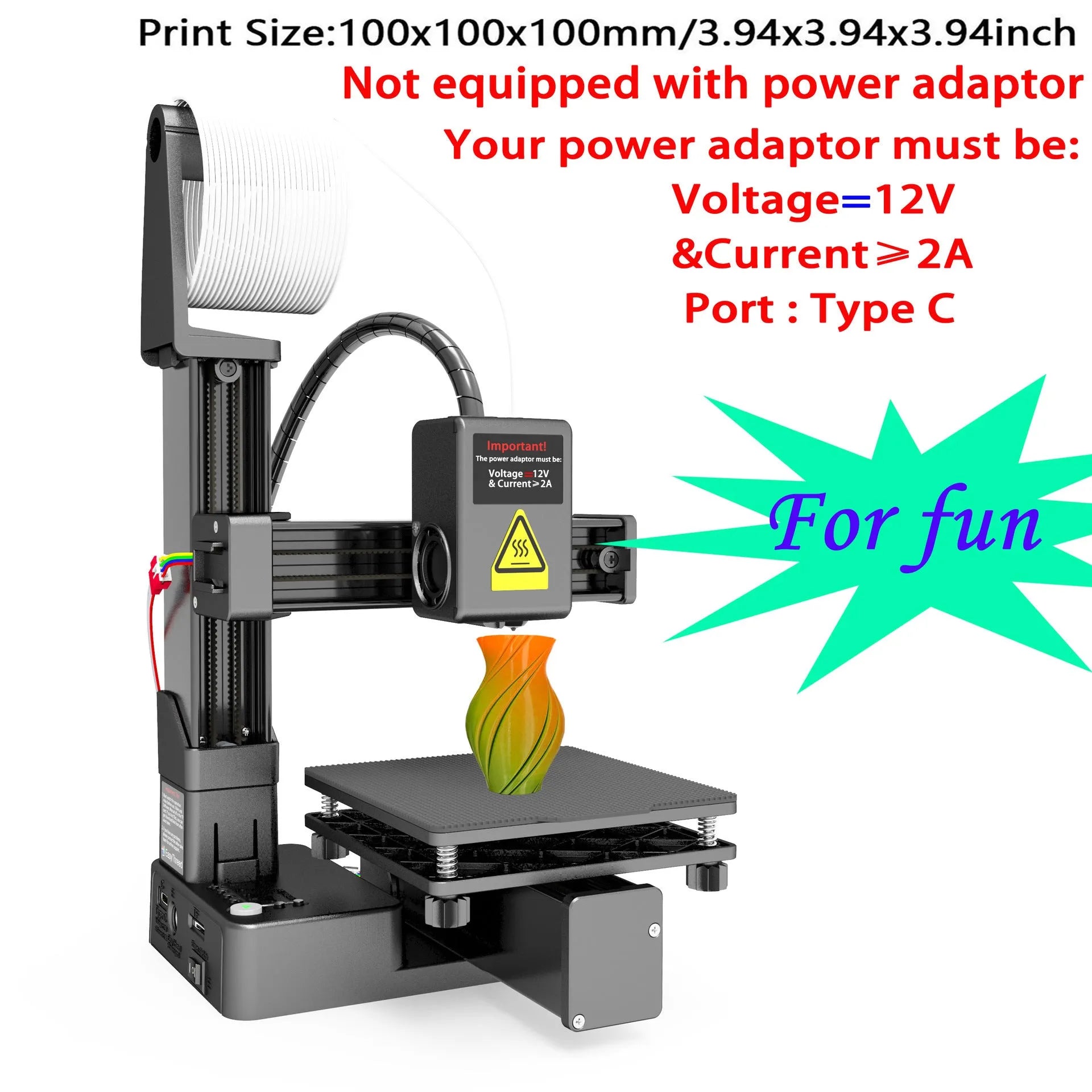EasyThreed K10 white 3D printer with 175mm print height for TPU and PLA filaments