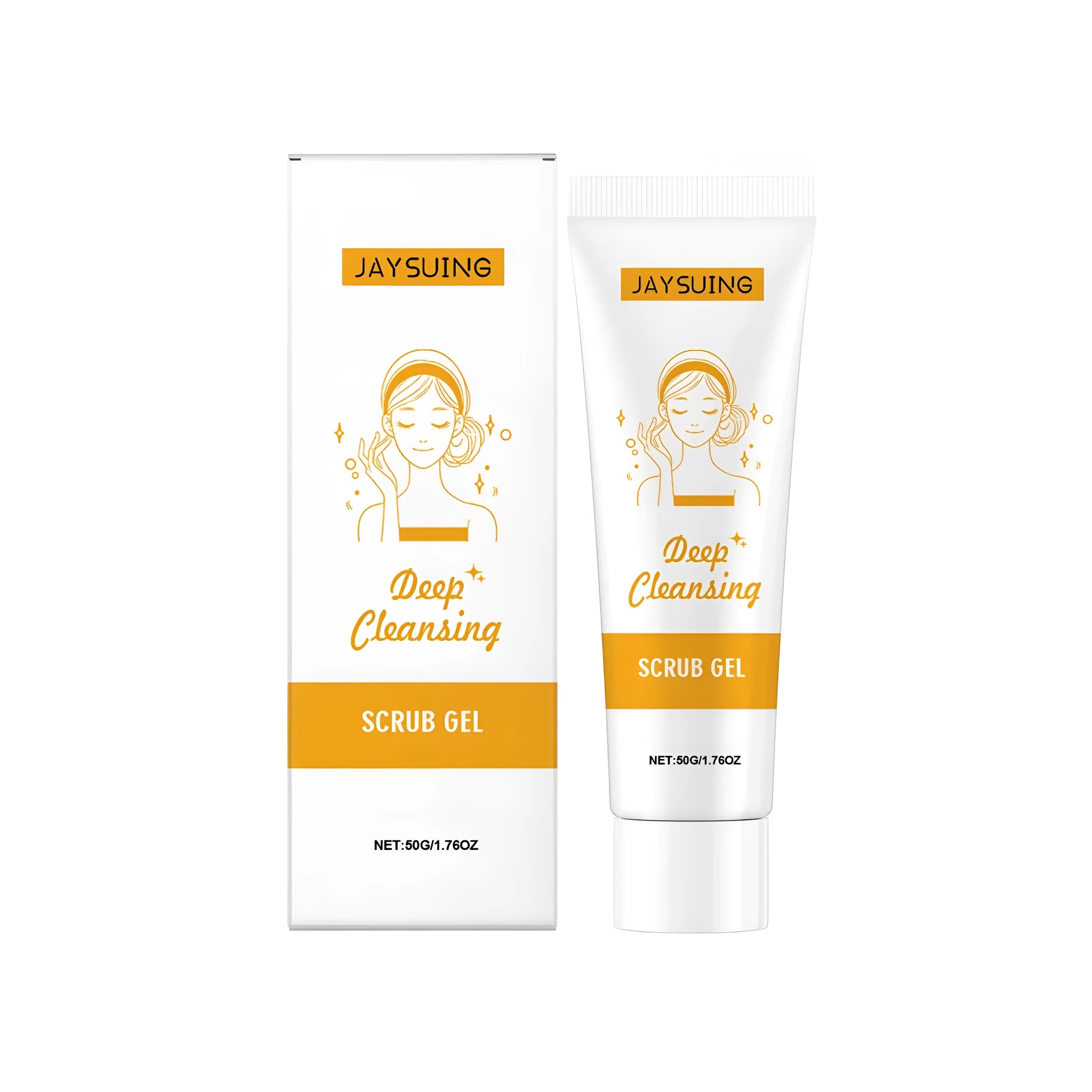 50g tube of deep cleansing scrub gel with glycerin and Centella asiatica extract for facial exfoliation