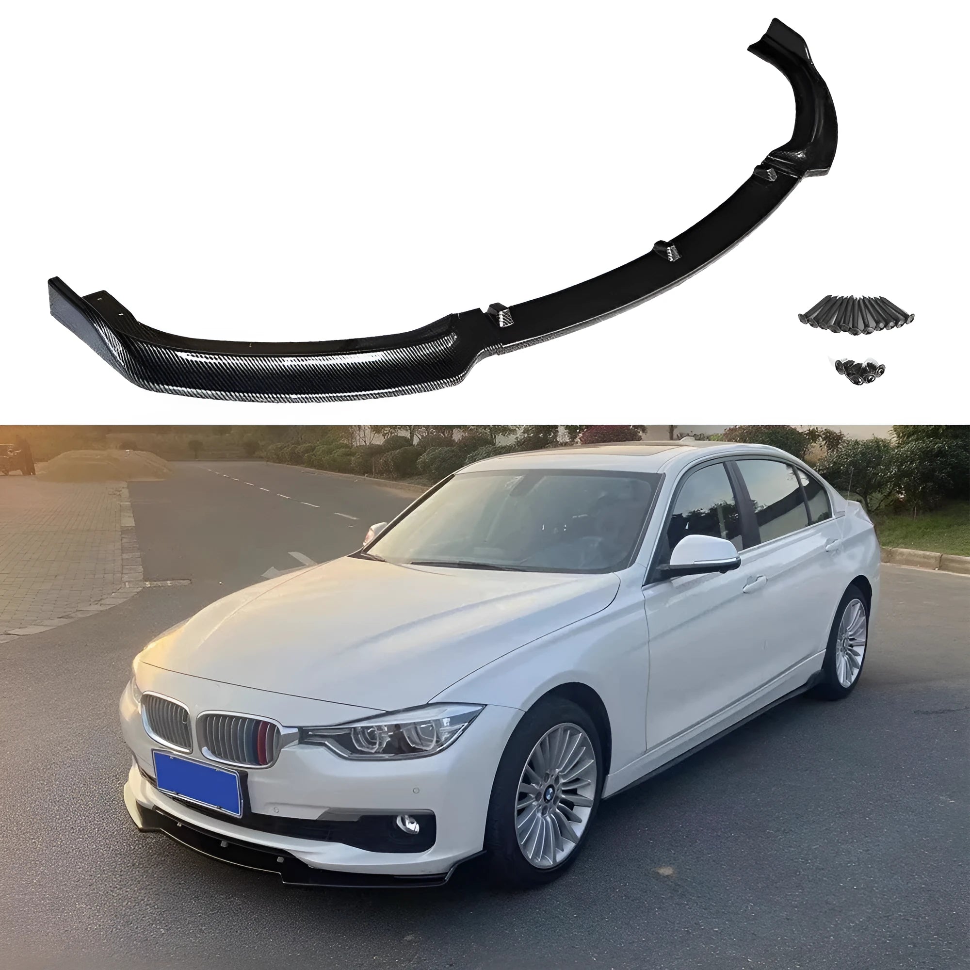 Bright black PP plastic front bumper lip spoiler for BMW F30 F35 3 Series