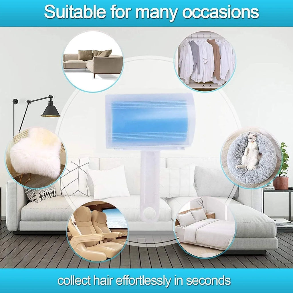 Washable reusable lint roller with protective cover for pet hair removal