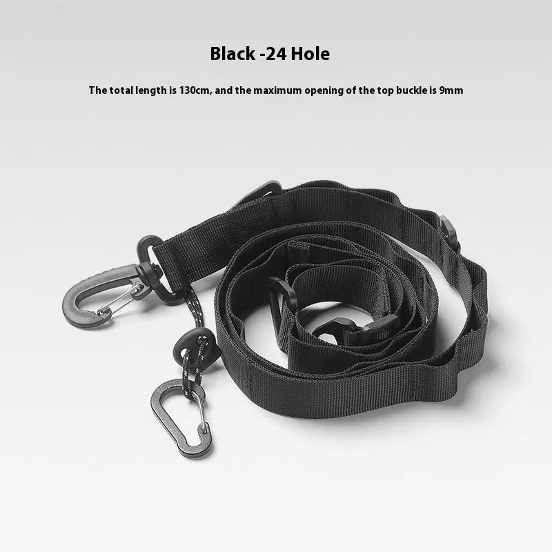 130cm outdoor hanging rope storage belt with hook-and-loop fastening in black colour