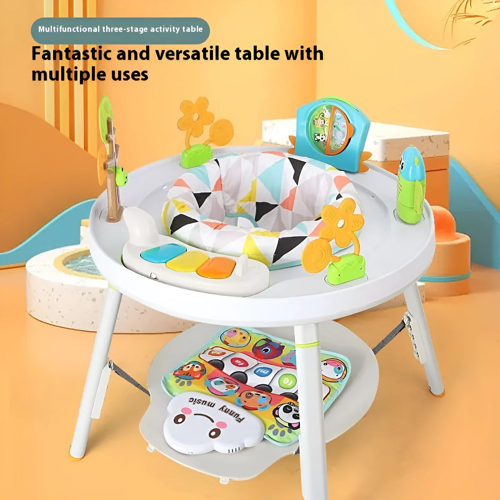 Three-in-one baby jumping chair with bouncing rack and interactive development toys