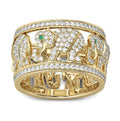 Women's alloy elephant ring with diamond detail in electroplated finish, shown in AJZ141 and AJZ1935 colours