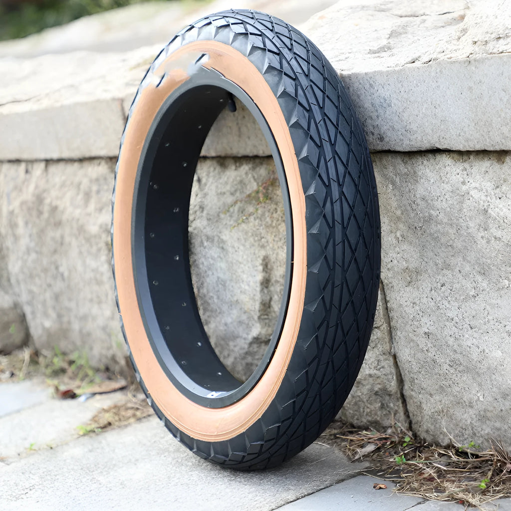 Brown skin edge rubber tyre for electric beach cars measuring 20 x 4.0 inches