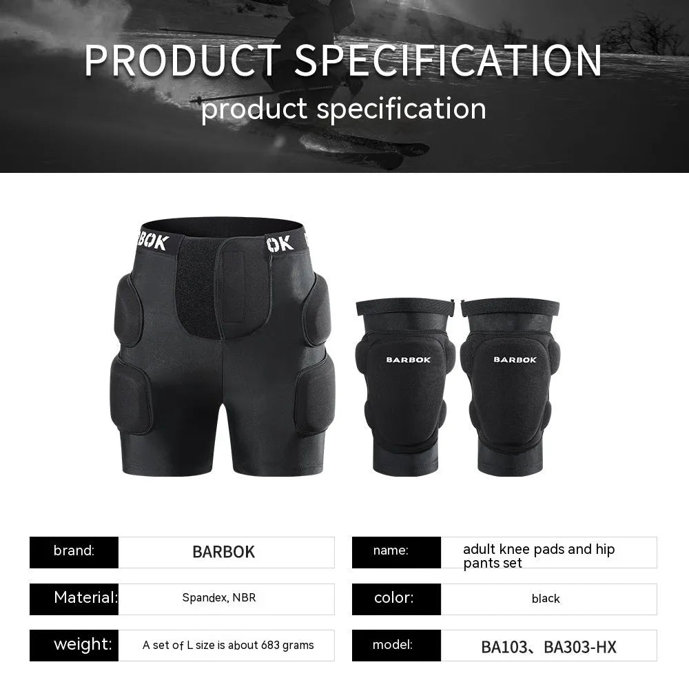 Black spandex hip protector pad with NBR foam for roller skating and skateboarding safety.