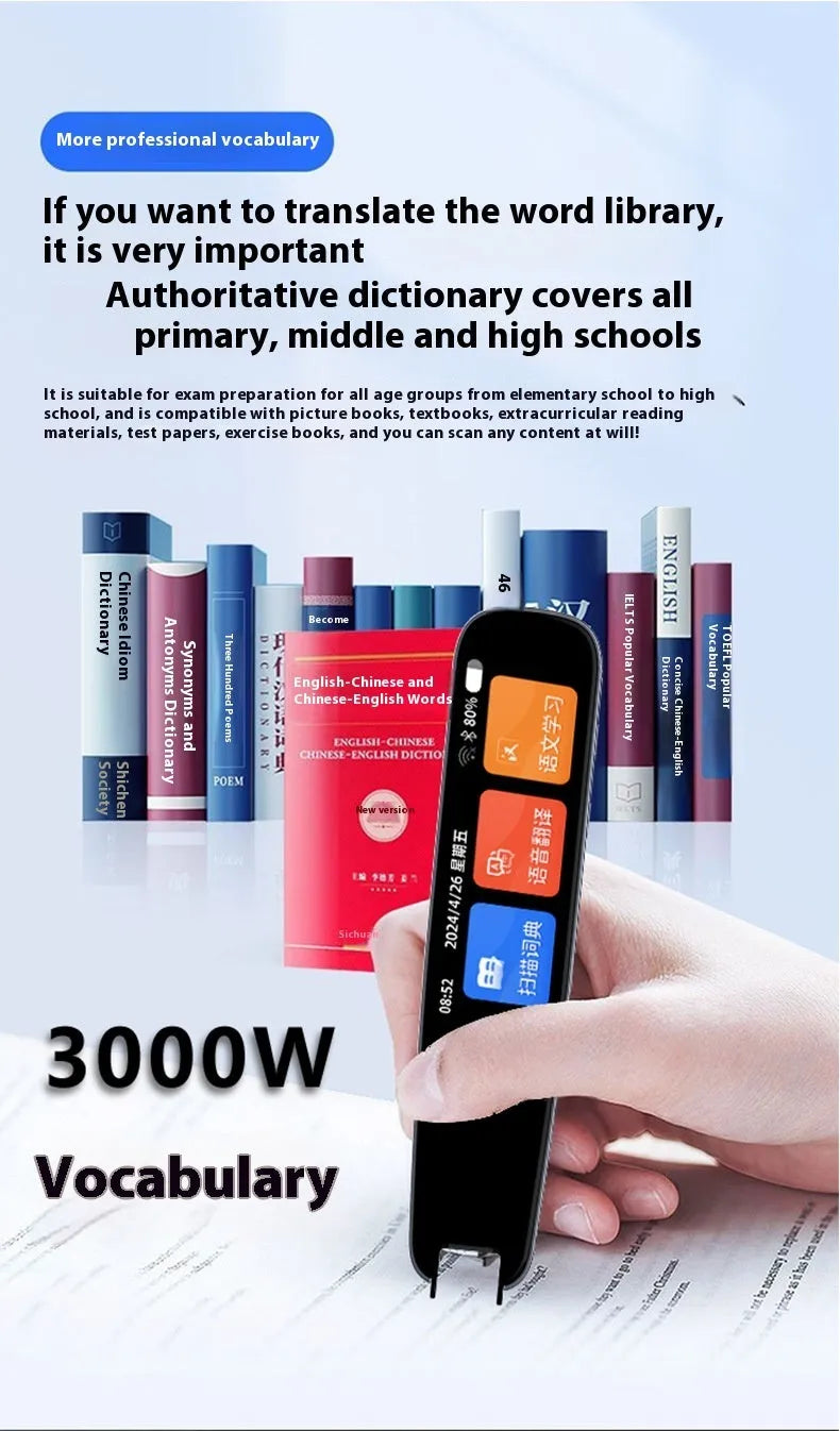 Universal offline talking scan translation pen for English language study in dark gray colour