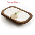 Retro style wooden basin containing a lavender-scented soy wax candle with a wooden wick.