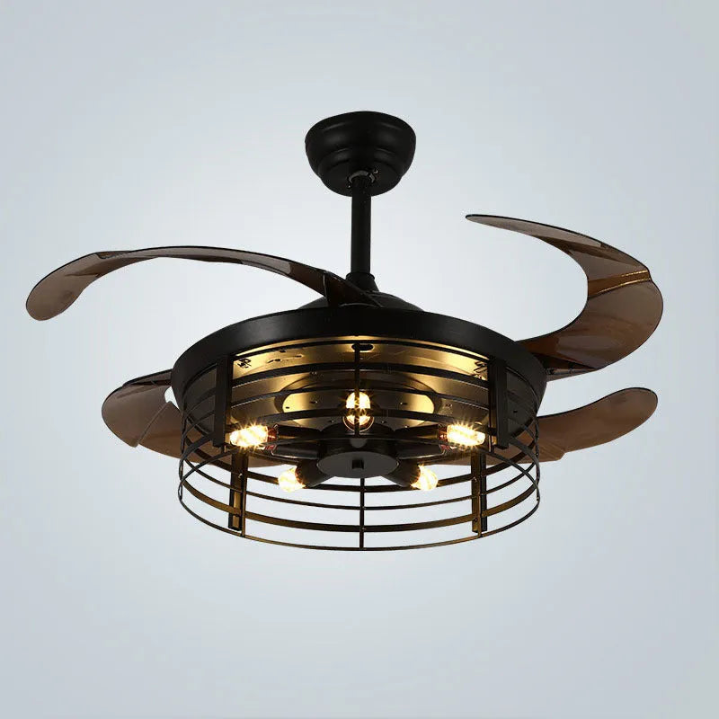 42-inch industrial American retro ceiling fan lamp with invisible blades and remote control