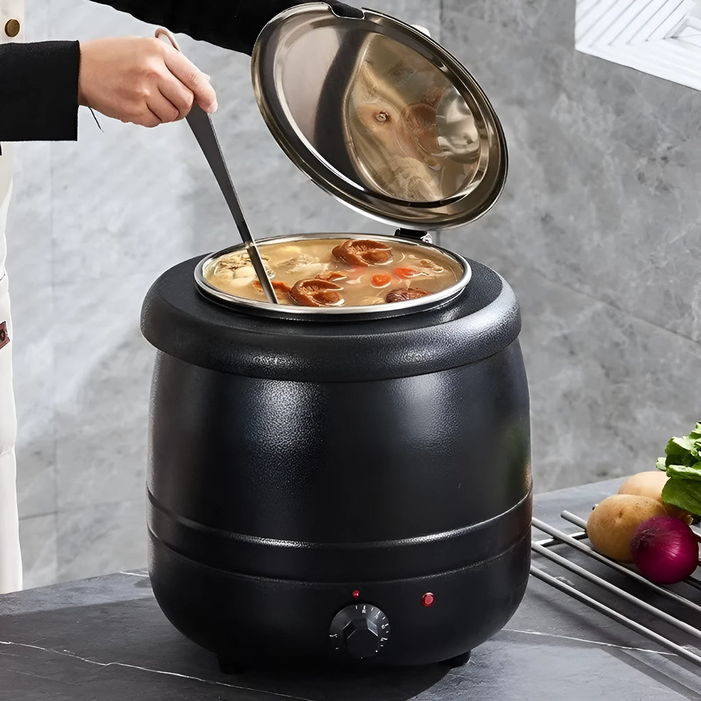 Black stainless steel electric heating insulation pot with large mouth cover and adapter plug
