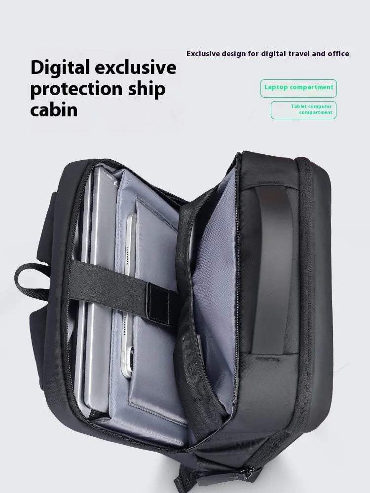 Graphite grey business backpack with USB charging port and Oxford cloth material