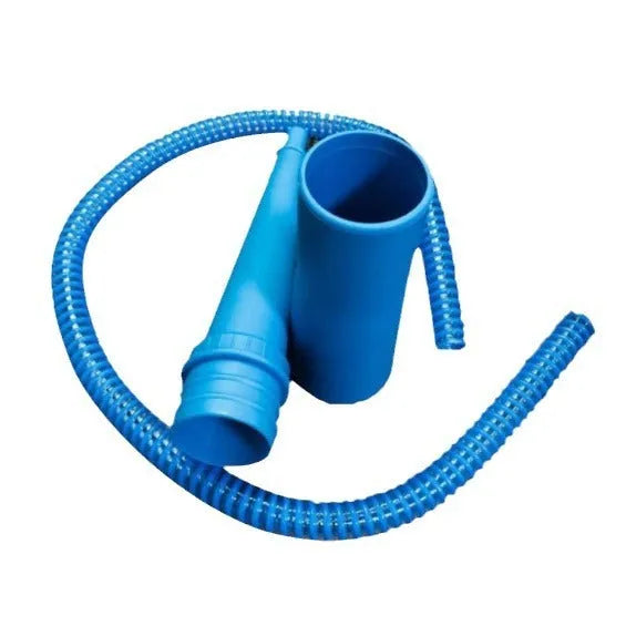 Blue plastic suction pipe cleaning tool with round head, 114cm length for appliance maintenance
