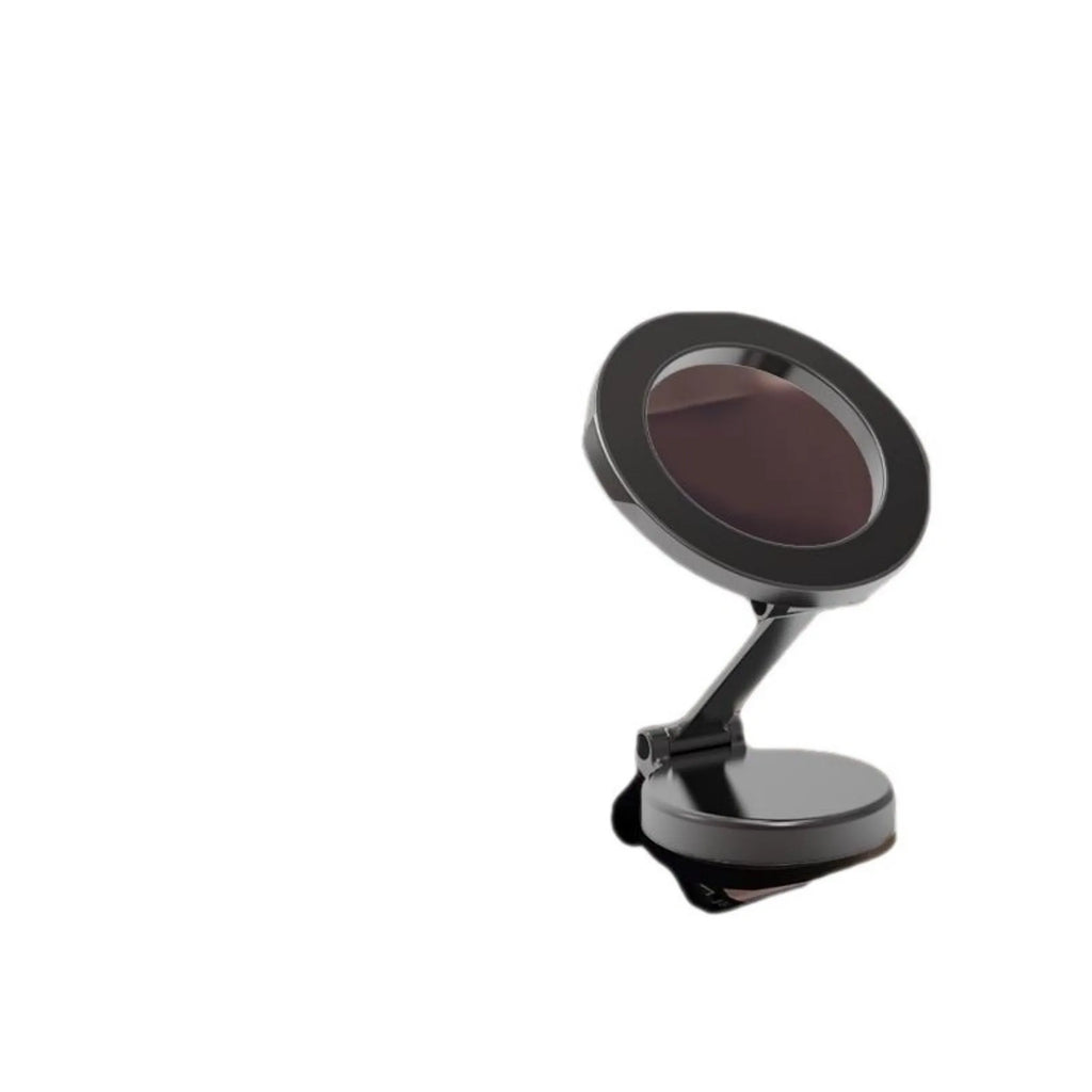 Foldable all-metal magnetic car phone mount in Qian colour on a car dashboard.