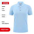 White ice silk short sleeve polo shirt with a logo, laid flat, showing its pullover design.