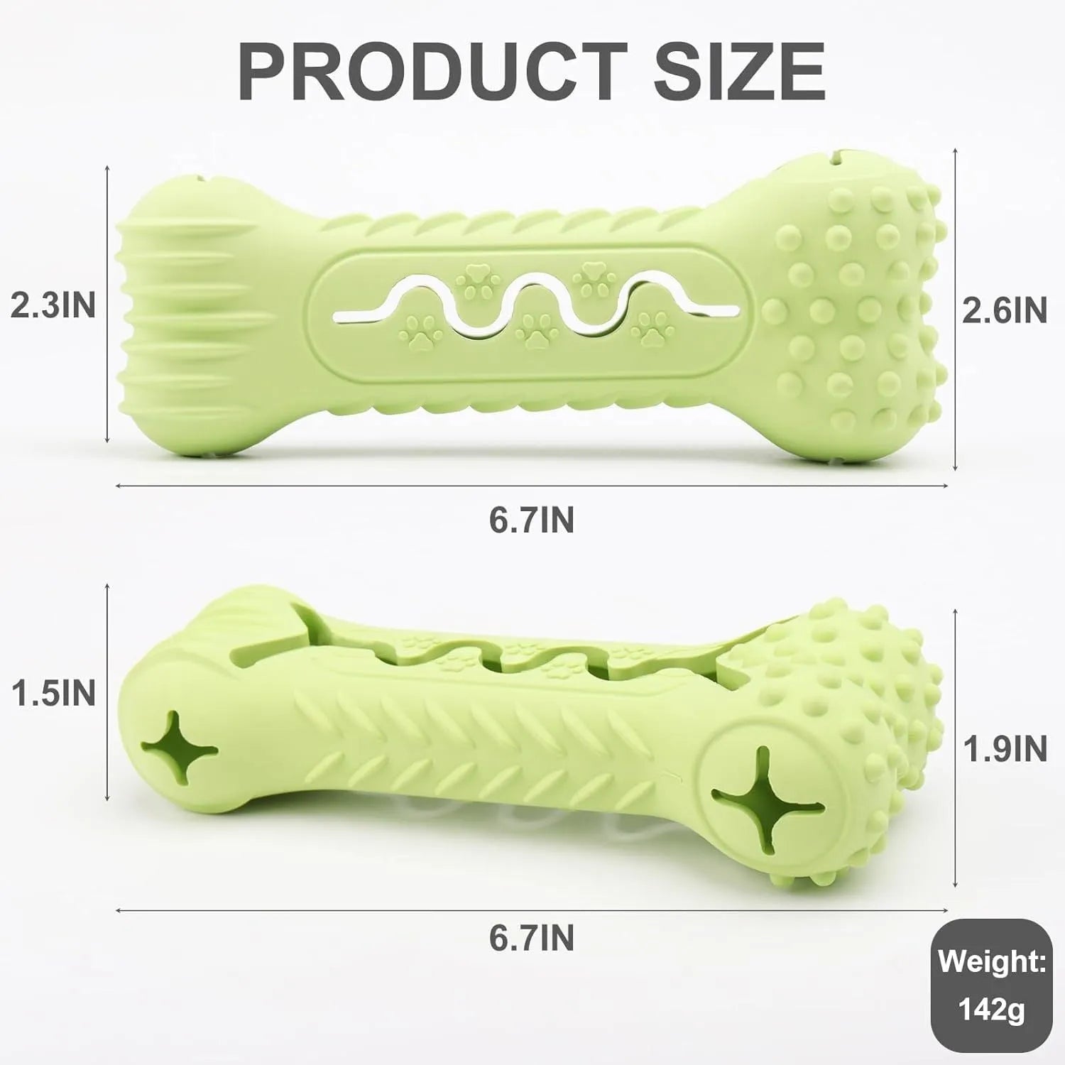 Blue bone-shaped natural rubber dog chew toy for aggressive chewers with teeth cleaning surface
