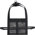 Large black polyester sling for weighing calves and small animals, measuring 35 cm wide.