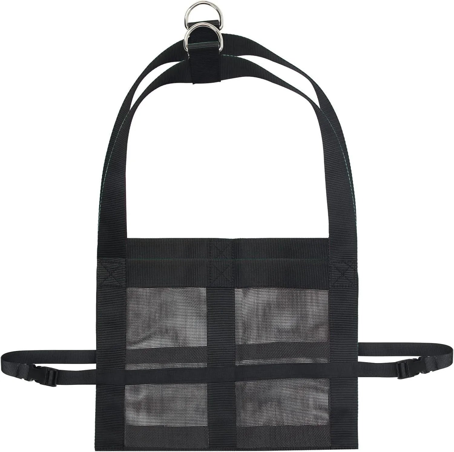 Large black polyester sling for weighing calves and small animals, measuring 35 cm wide.