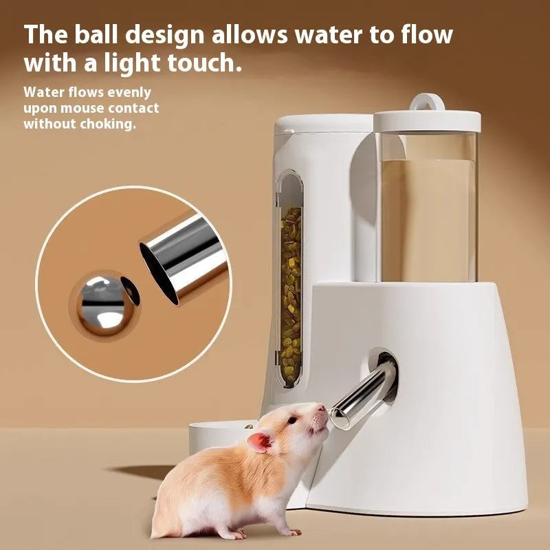 Hamster automatic drinking water feeder with food basin in blue colour for small pets