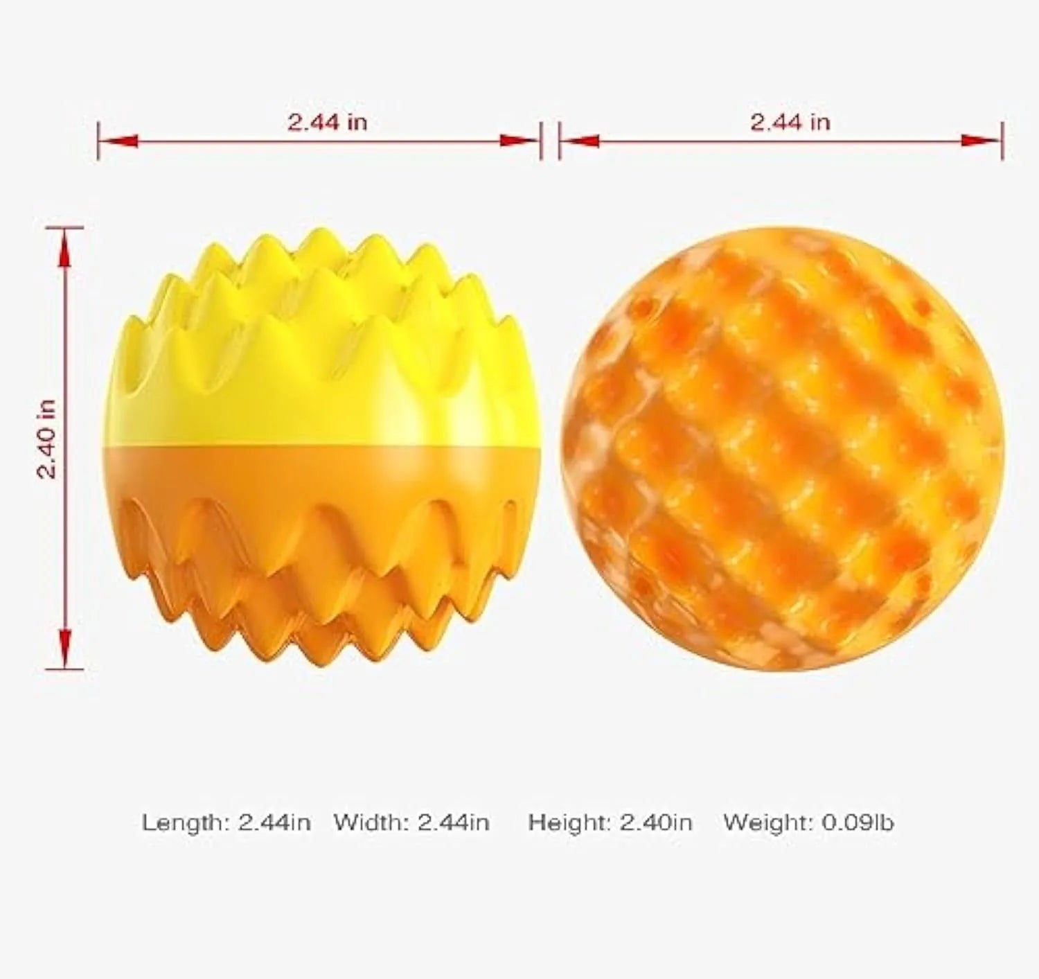 Blue spiky rubber dog ball with squeaker for teeth cleaning and water fetch