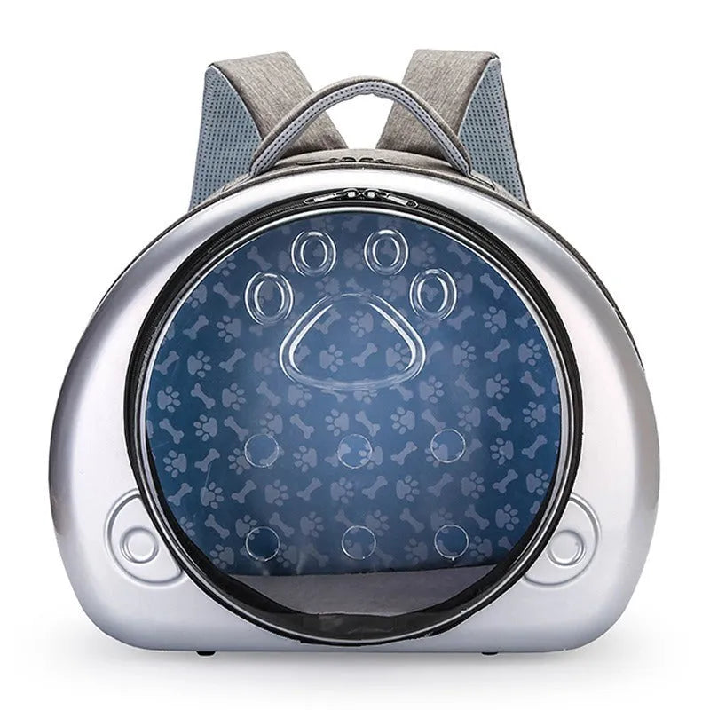 Transparent space capsule cat diaper bag in PC canvas with rose gold finish for cats up to 12 Jin