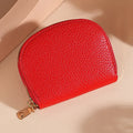 Ladies fashion shell card holder storage bag in PU leather, compact solid colour unisex design