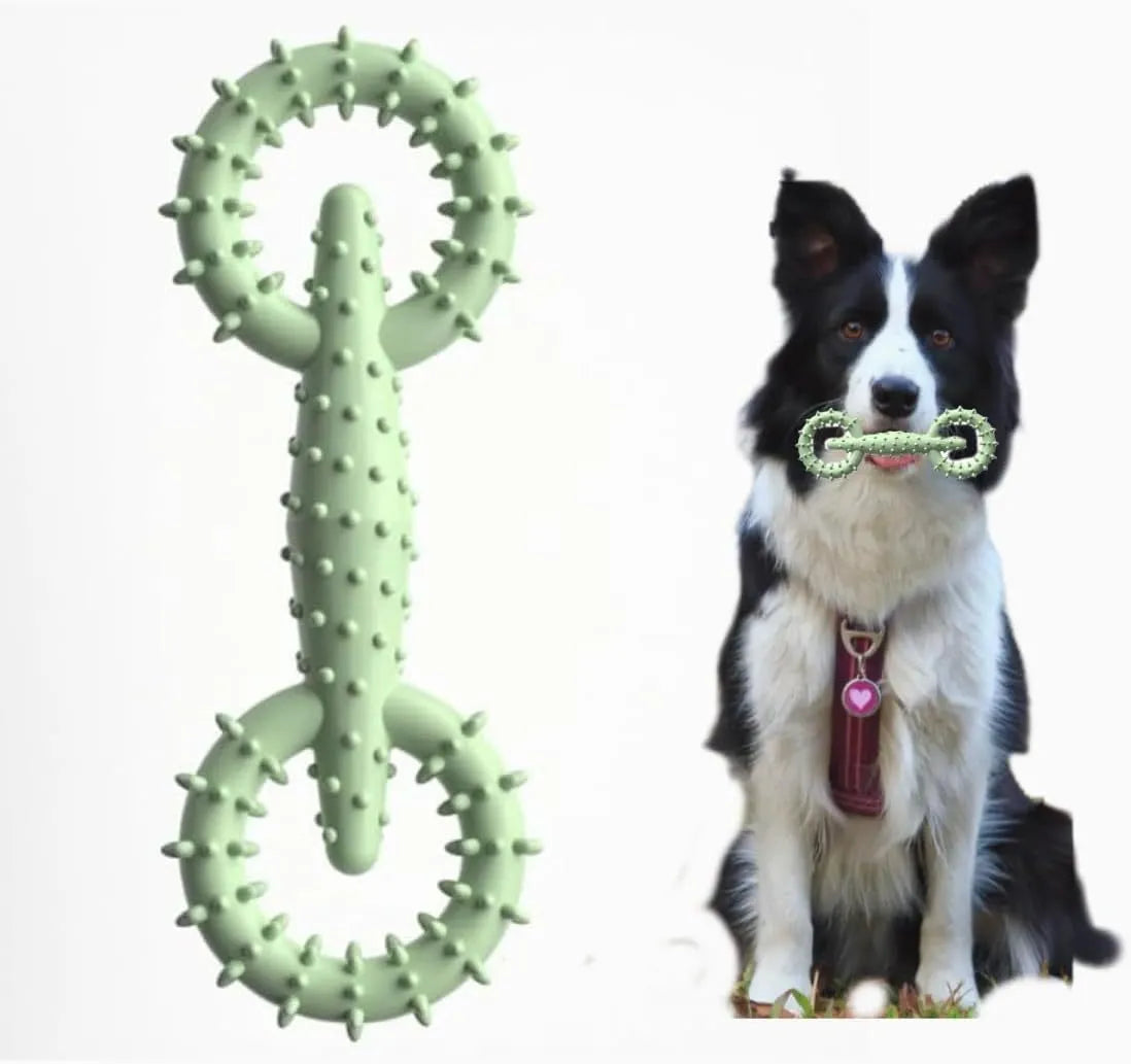 Blue TPR dog chew toy ring with textured surface for puppy teething relief