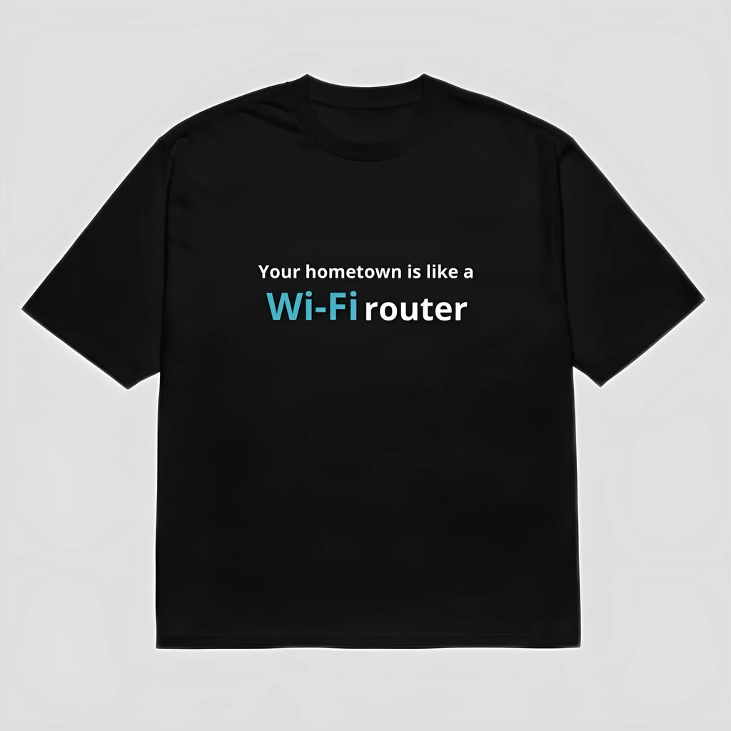 Man's black loose fit t-shirt with a colourful 3D digital printed cartoon pattern on the front.