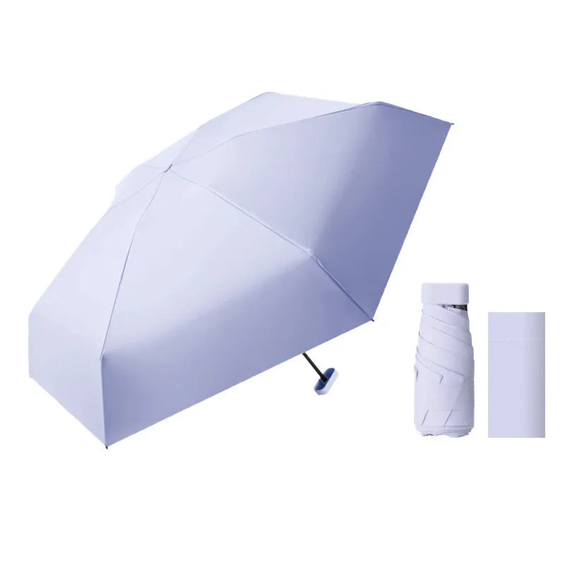 Ultra-light six-fold umbrella in a choice of colours with steel ribs and a storage cover.