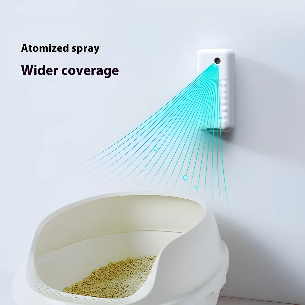 Xiaopei smart spray pet odor removal machine with bracket and purification liquid bottles.