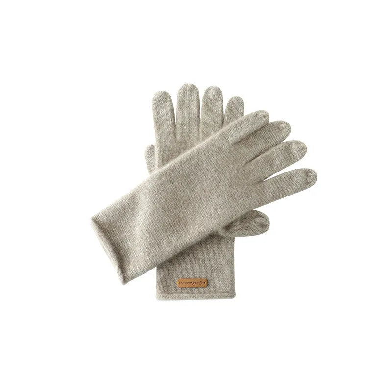 Cashmere winter unisex gloves with jacquard pattern, touch screen function, in black colour option