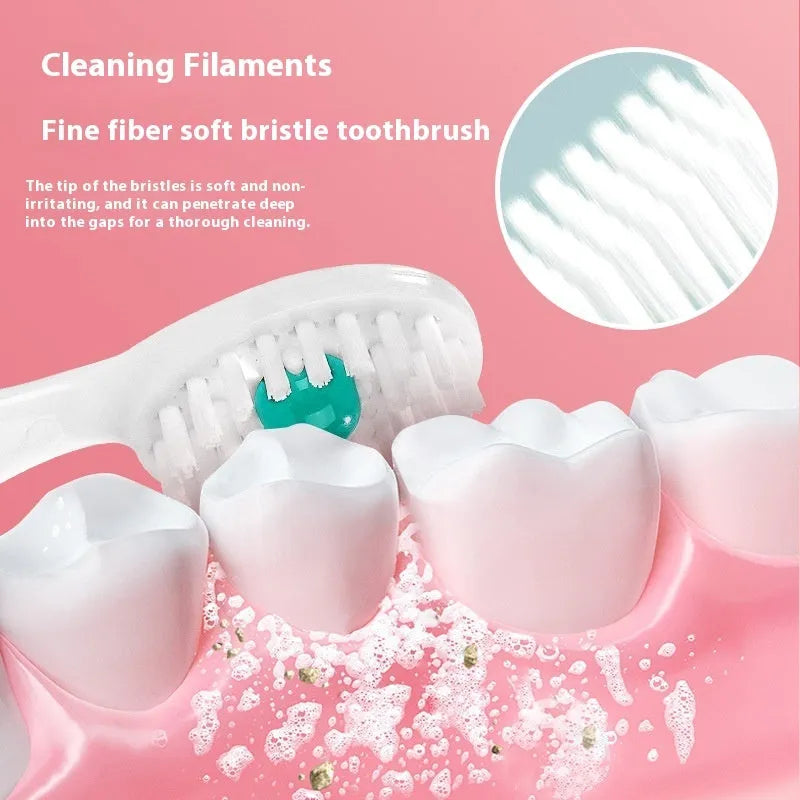Box containing 20 disposable bead toothbrushes in mint, peach, plum green tea, or mixed flavours.