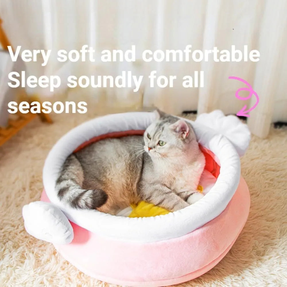 Honey pot shaped cat sofa bed with magic wand design in pink or yellow colour with removable nest pad