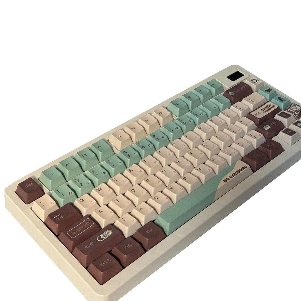 Matcha Theme coloured mechanical keyboard keycaps with five-sided sublimation printing and key puller tool