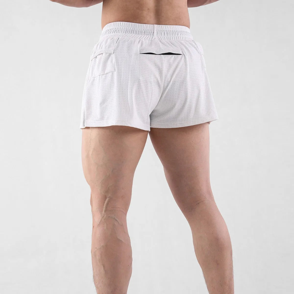 Men's quick-drying nylon summer shorts in black and white colours with mid waist design