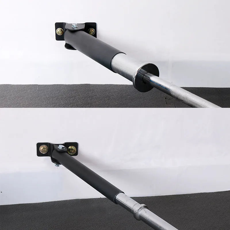 Steel wall barbell rack with 25 vertical tubes for bar and tool storage