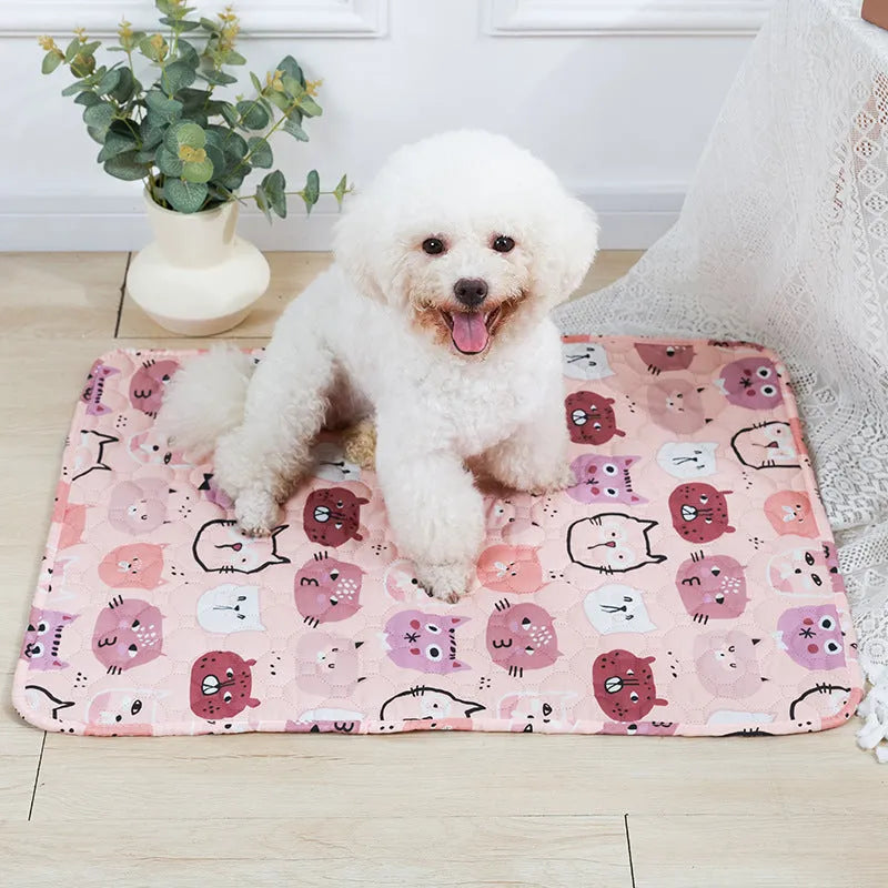 Washable waterproof dog urine pad in animal print design with non-slip base