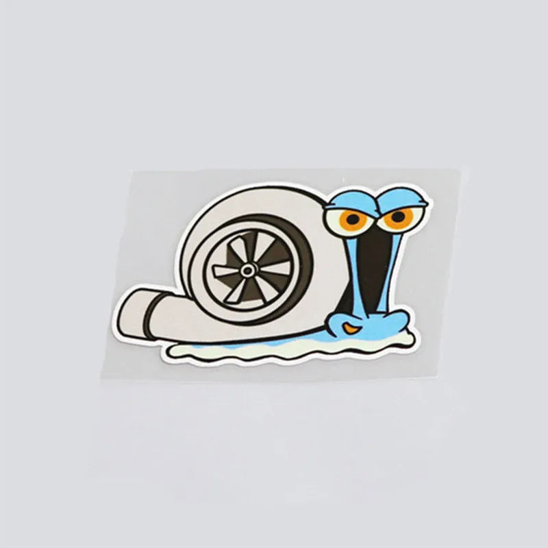 White reflective snail cartoon car sticker measuring 12cm by 8cm for bumper decoration