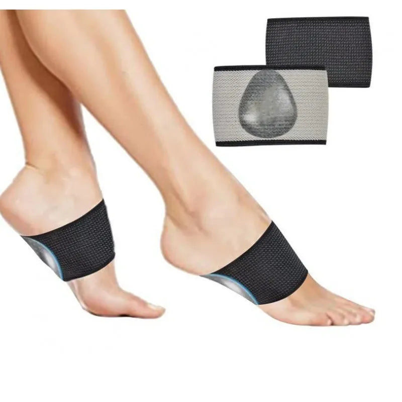 Elastic foot bandage with heart-shaped arch support pad for flat feet relief