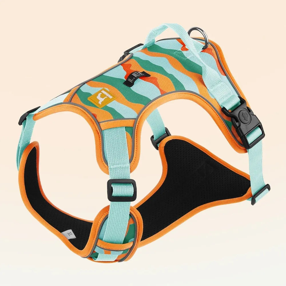 Reflective dog harness with hand-holding rope in orange Oxford cloth