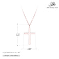 Simple glossy cross pendant on a sterling silver O-chain necklace, shown in gold, platinum, and rose gold finishes.