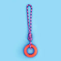 43cm blue braided rope dog toy with knots for teething and interactive play