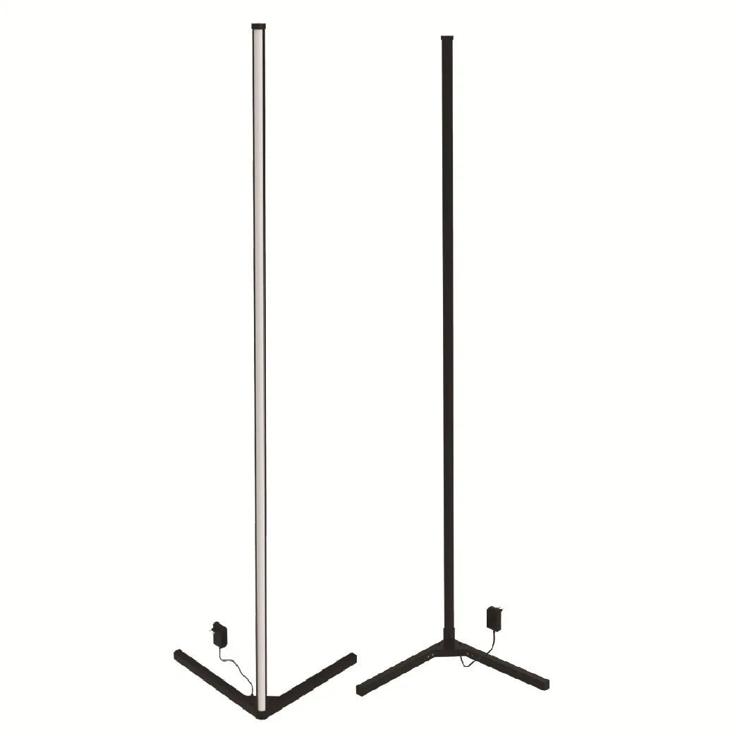 Black aluminium alloy smart floor lamp with silicone shade and remote control for RGBW lighting