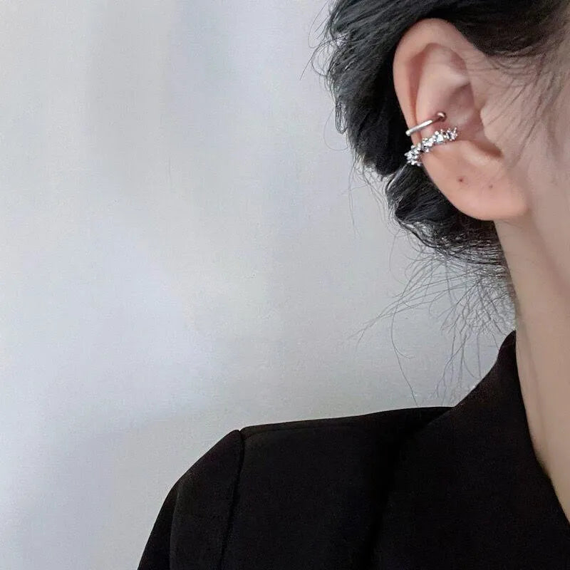 Geometric alloy clip-on earrings with irregular frosty B4710 colour patterning